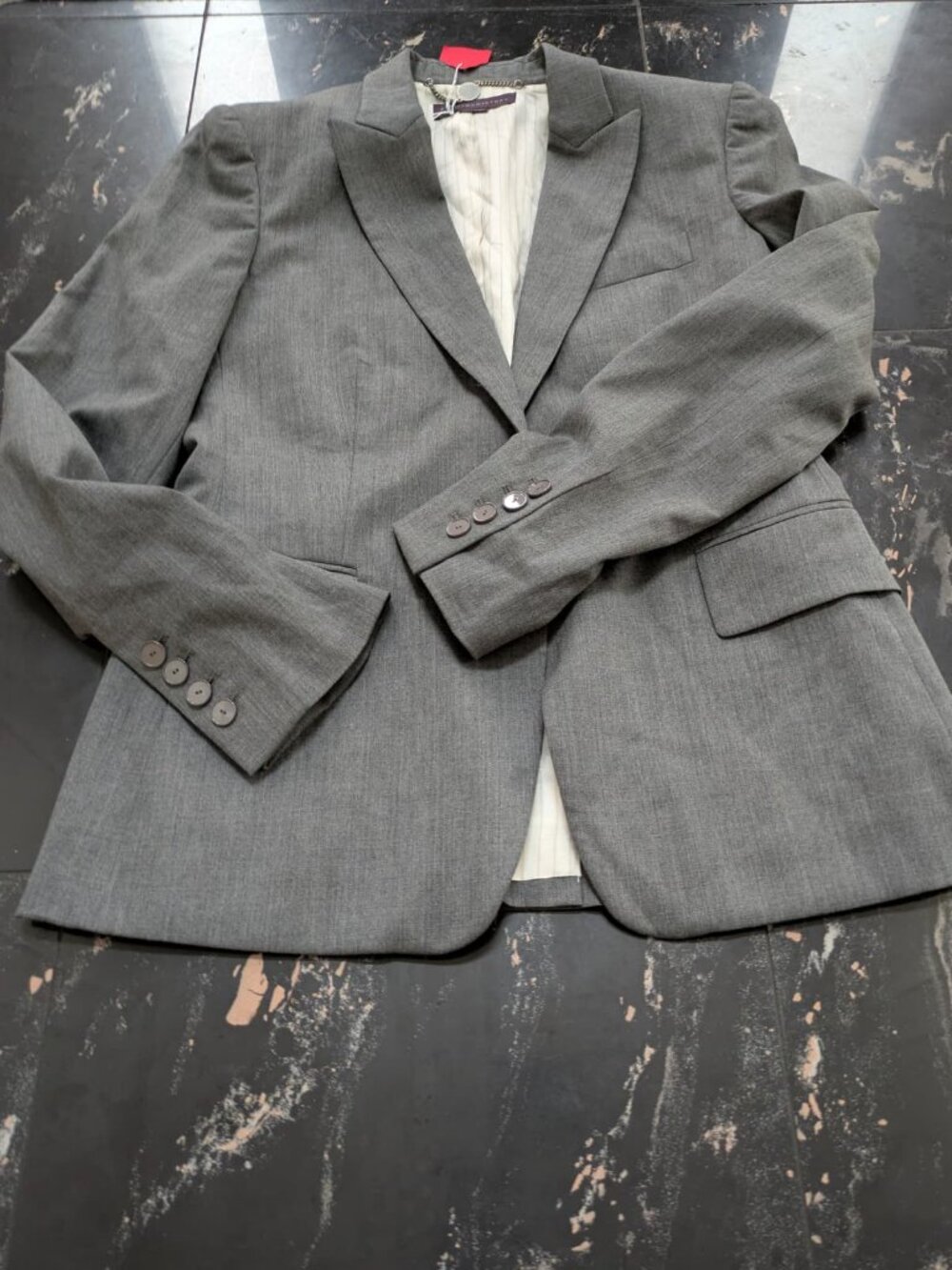 Stella McCartney Gray Blazer Peak Lapel Pinstripe Lining Size 46